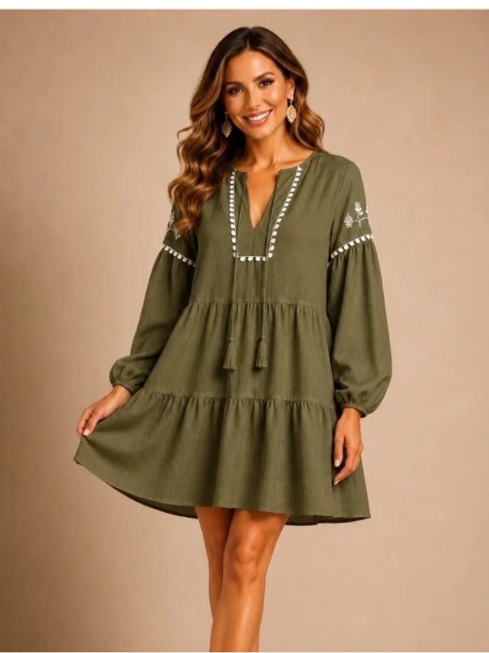 ZARA Embroidered Panelled Dress Green Size Small 7200/023 Cottagecore - Picture 1 of 10